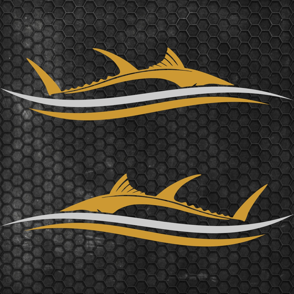 Set 2 Pcs Side Boat Stripe Fish in Wave Sticker Boat Body Decal Cruise | Ocean Mural Vinyl Covers Adhesives Styling fishing Boats Decoration