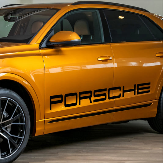 Set 4 HQ Porsche Logo Graphic Vinyl Motorsport Emblem Sticker Decals | Motorcycle Car Vehicle Emblem Decor Kit Racing wrap Adhesives Porsche Cut vinyl Logo