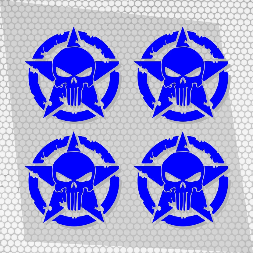 Set 4 Pcs Skull Star Punisher Graphics Holes Decal High Quality Stickers Motorcycle car trucks US Army Star Punisher Holes decals Vinyl