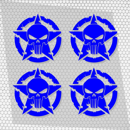 Set 4 Pcs Skull Star Punisher Graphics Holes Decal High Quality Stickers Motorcycle car trucks US Army Star Punisher Holes decals Vinyl