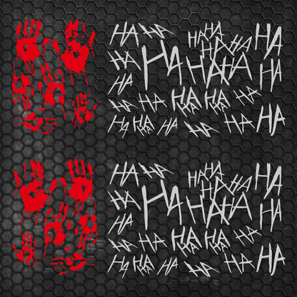 Set 2 Pcs JDM Scary Ahahah with Bloody Hands Sticker Motorbike