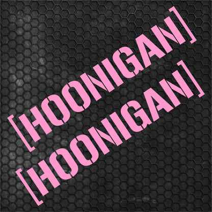 Set 2 Pcs HQ Hoonigan Emblem Graphic Decals | Motorsport Drifting, burnouts, doughnuts Decor | Sport Race Decals Events Vinyl Adhesives wrap