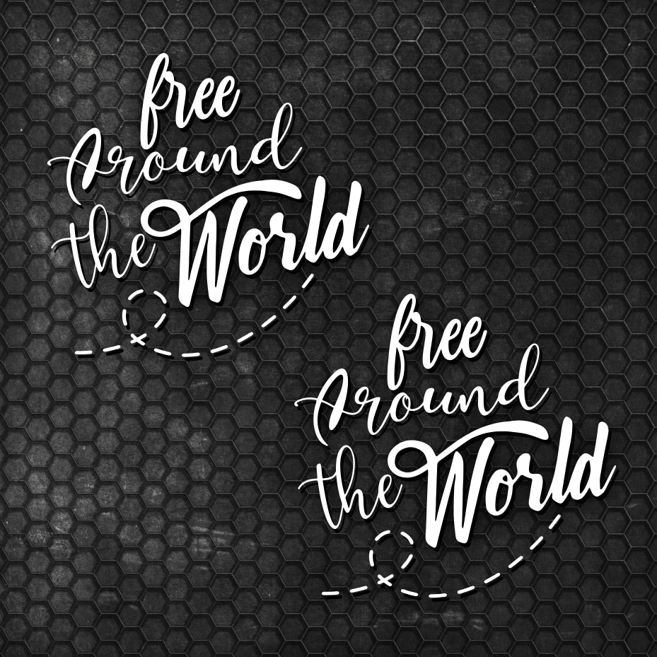 Set 2 Pcs Free Around the World Graphics Decals both sides | Camper Van Caravan Car Quote Decor Decals Kit | Motorhome Adhesive Decor Vinyl