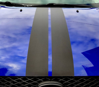 Set 2 Pcs Carbon Car Hood Roof Rear or Side Stripes Decal Wrap | Universal Carbon Adhesive Car, Van, Offroad, Truck wrap | Motorsport Carbon
