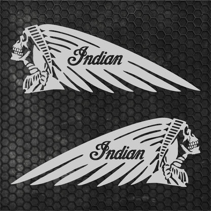 Set 2 Pcs Emblem High Quality Vehicle Motorcycle Stickers Indian Skull Scout Decorative Tank Vinyl Adhesive | Motorbike decor stickers kit