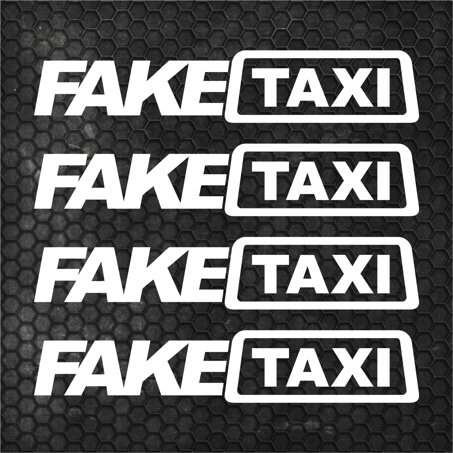 Set 4 Pcs Funny Fake Taxi HQ Graphics Cut Stickers vinyl Decals | FAKE TAXI Car Auto Sticker FakeTaxi Decal No Background replacement decal