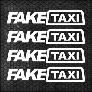 Set 4 Pcs Funny Fake Taxi Graphics Cut Stickers