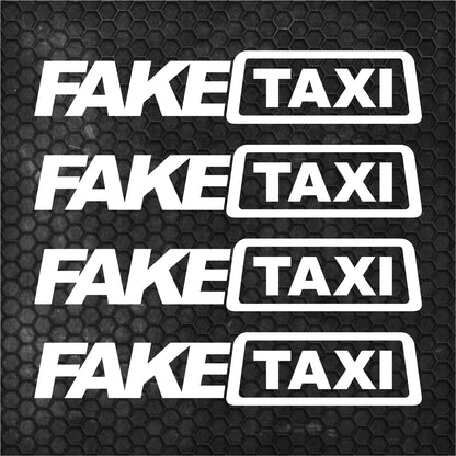 Set 4 Pcs Funny Fake Taxi HQ Graphics Cut Stickers vinyl Decals | FAKE TAXI Car Auto Sticker FakeTaxi Decal No Background replacement decal
