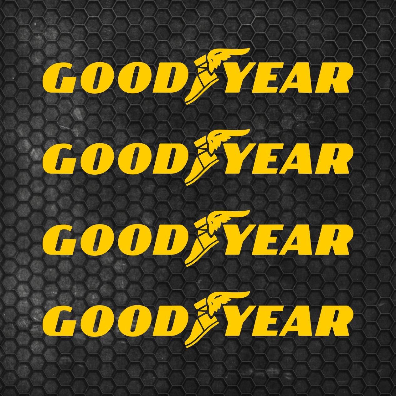 Set 4 HQ Goodyear Tyre Sponsor Vinyl Racing Motorsport Emblem Sticker Decals | Motorcycle Car Vehicle Emblem Decor Kit Racing wrap Adhesives Goodyear Cut vinyl Logo