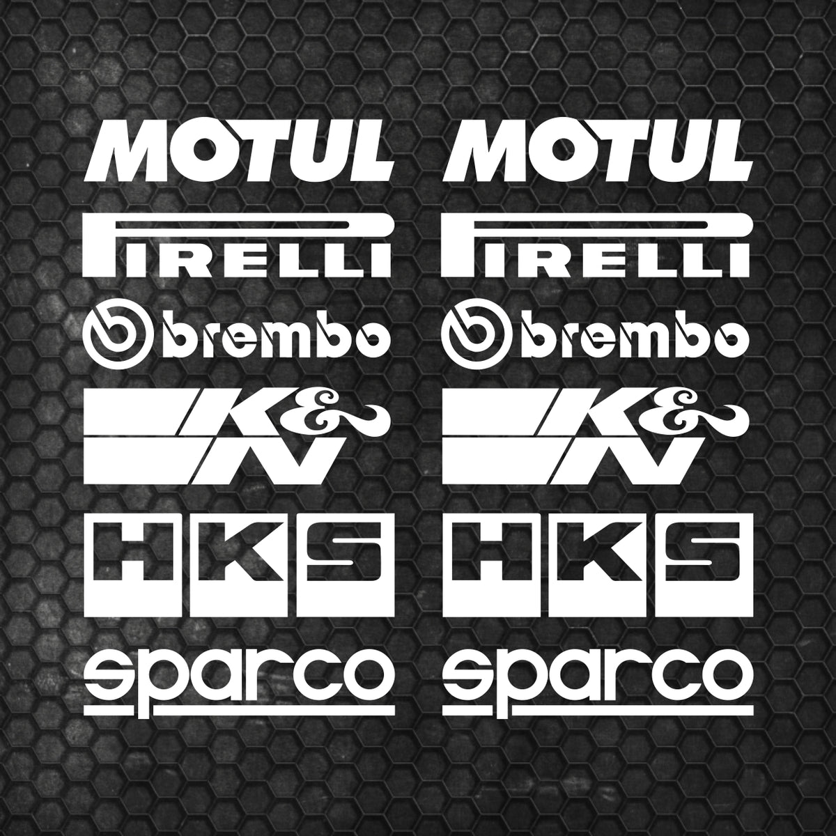 Set Both Sides Cut Emblem Graphics Sponsor Stickers Racing Brand Decal
