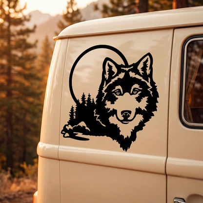 Set 2 Pcs Caravan Wolf in the forest Graphics Decals | Both Sides Camper Van Offroad Caravan Car Decoration Decals | Nature Adhesive Vinyl