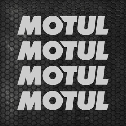Set 4 HQ Motul Oil Sponsor Vinyl Racing Motorsport Emblem Sticker Decals | Motul Motorcycle Car Vehicle Emblem Decor Kit Racing wrap Adhesives Motul Cut vinyl Logo