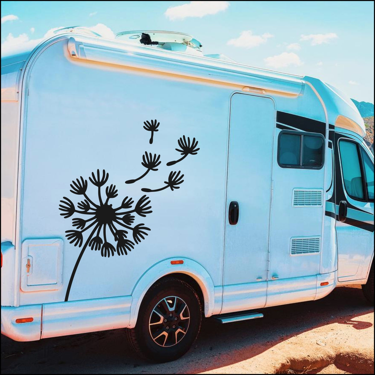 Set 2 Pcs Boho Style Dandelion Flower decal Van Sticker