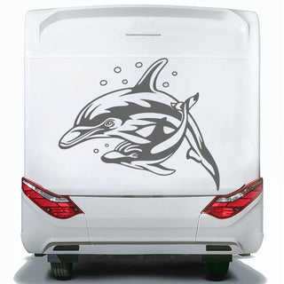 Set Sticker Caravan Family of Dolphins Graphic Decals | Camper Van Caravan Car Decor wrap Sea Animals Decals Kit | Motorhome Rear Adhesives