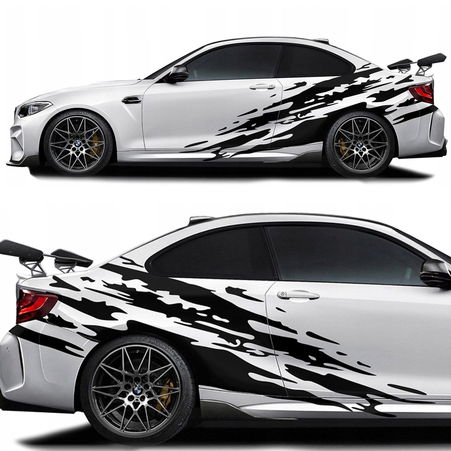 Set 2 Pcs Jerked Grounge Theme Decals Auto Sticker Graphics Both Sides Sports Splash Pattern Accessories Wrap Vinyl Decals | Auto Graphics