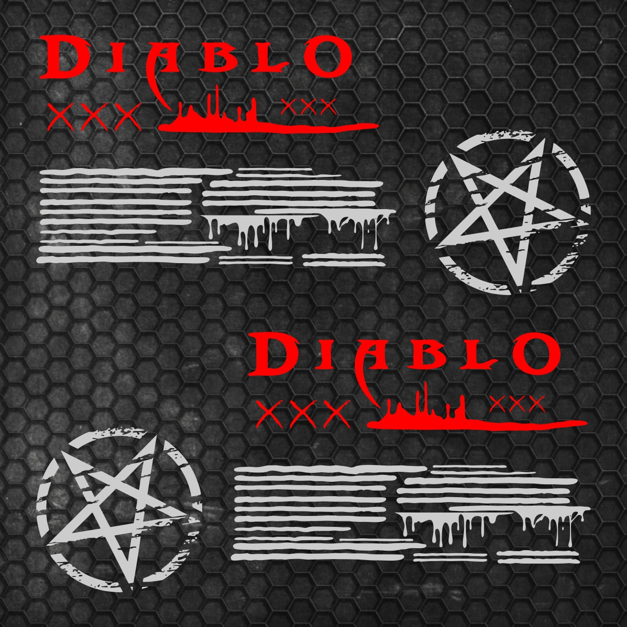 Set 2 Pcs JDM Decals The Diablo Theme Car Sticker Graphics Both Sides Sports Style Scary Pattern Accessories Wrap Vinyl Decal | Car Adhesive