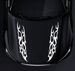 Set 2 Pcs Racing Flames Fire Decal Hood Decals