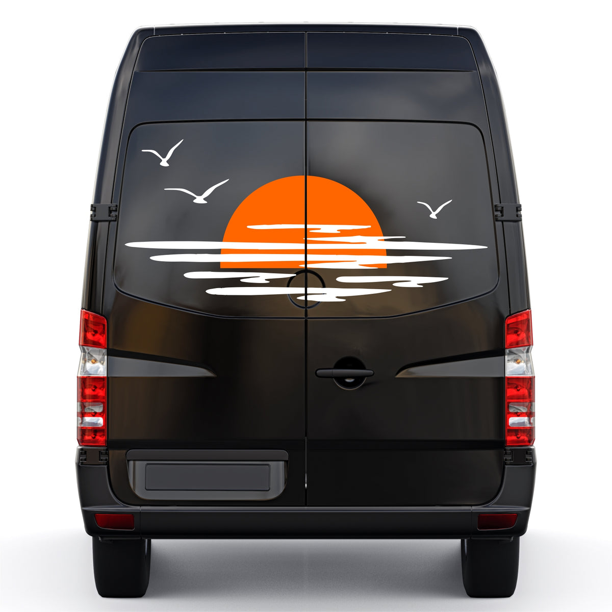 Set Caravan Sunset Among Clouds and Birds Graphics Decals