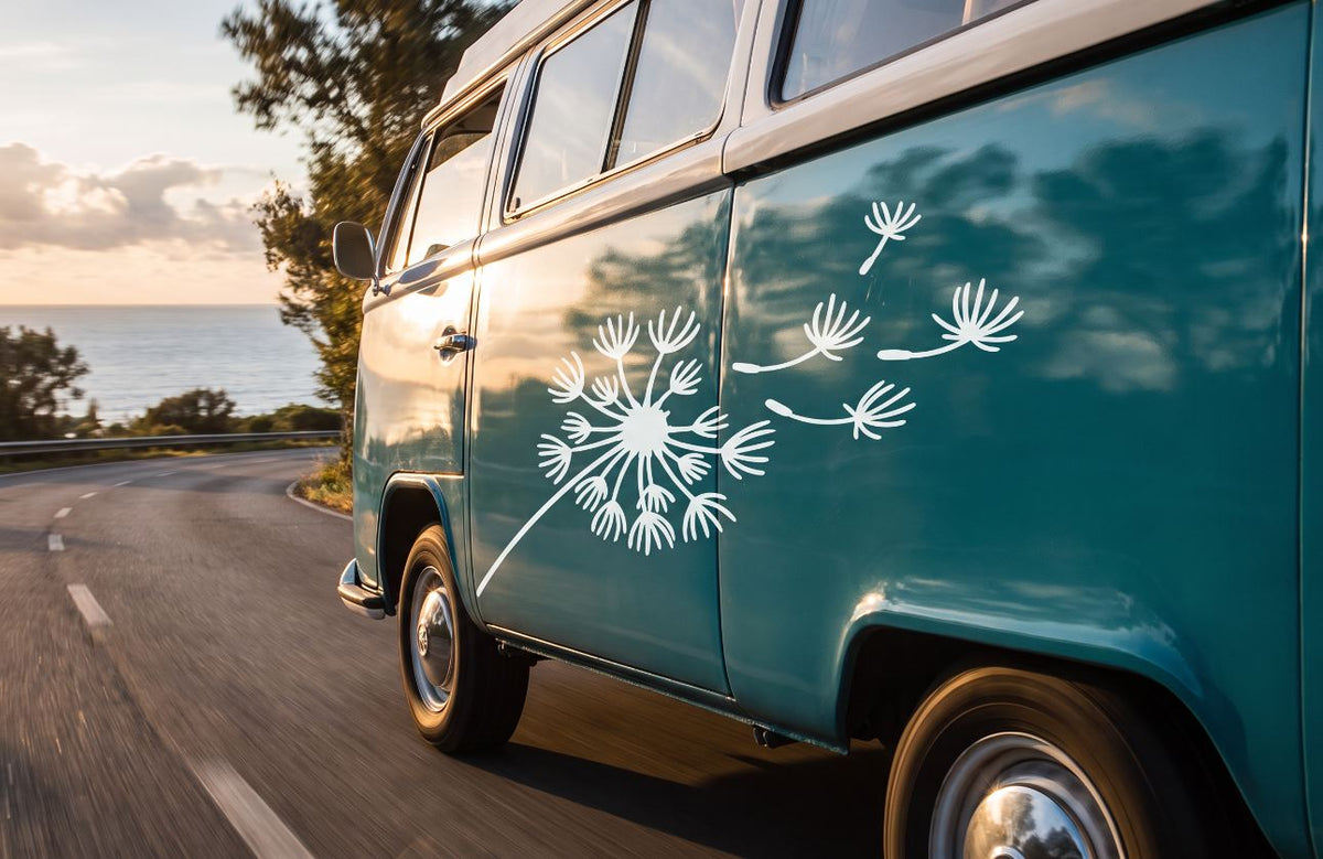 Set 2 Pcs Boho Style Dandelion Flower decal Van Sticker