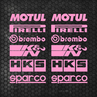 Set Both Sides Cut Emblem Graphics Sponsor Stickers Racing Brand Decal