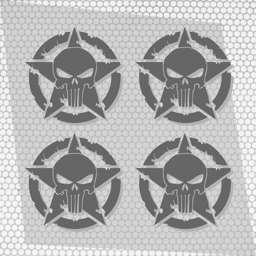 Set 4 Pcs Skull Star Punisher Graphics Holes Decal High Quality Stickers Motorcycle car trucks US Army Star Punisher Holes decals Vinyl