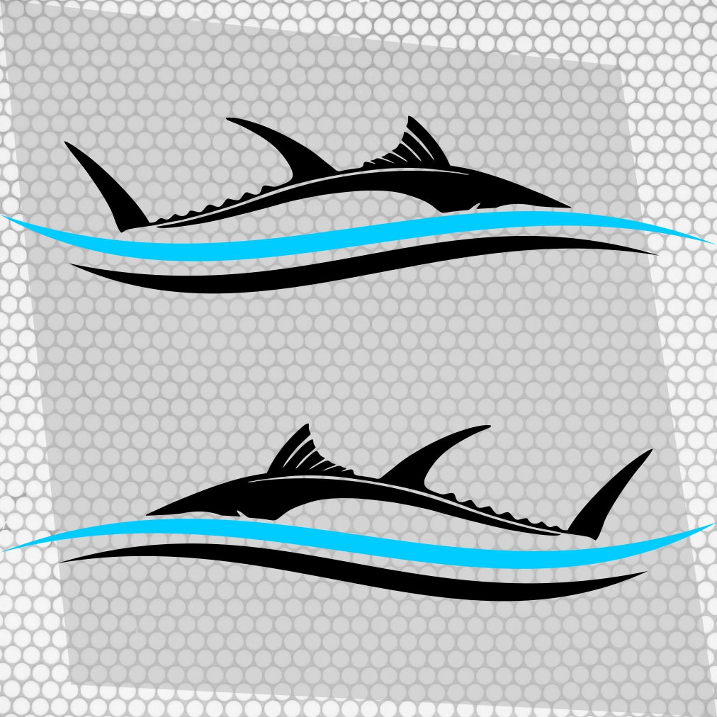Set 2 Pcs Side Boat Stripe Fish in Wave Sticker Boat Body Decal Cruise | Ocean Mural Vinyl Covers Adhesives Styling fishing Boats Decoration