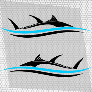Set 2 Pcs Side Boat Stripe Fish in Wave Sticker Boat