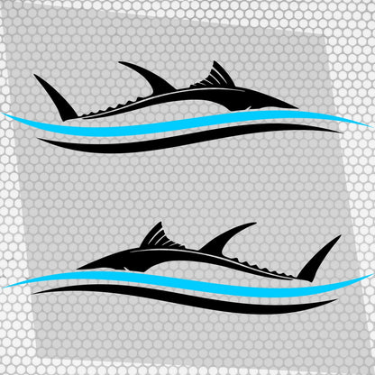 Set 2 Pcs Side Boat Stripe Fish in Wave Sticker Boat Body Decal Cruise | Ocean Mural Vinyl Covers Adhesives Styling fishing Boats Decoration