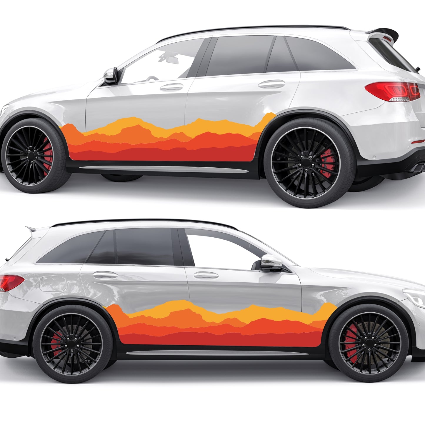 Retro Graphics Styles Curved Stripes Decals for Both Sides Car, Trucks, Vans and Caravan | Car Van Vintage Decor | Off Road Graphic Sticker