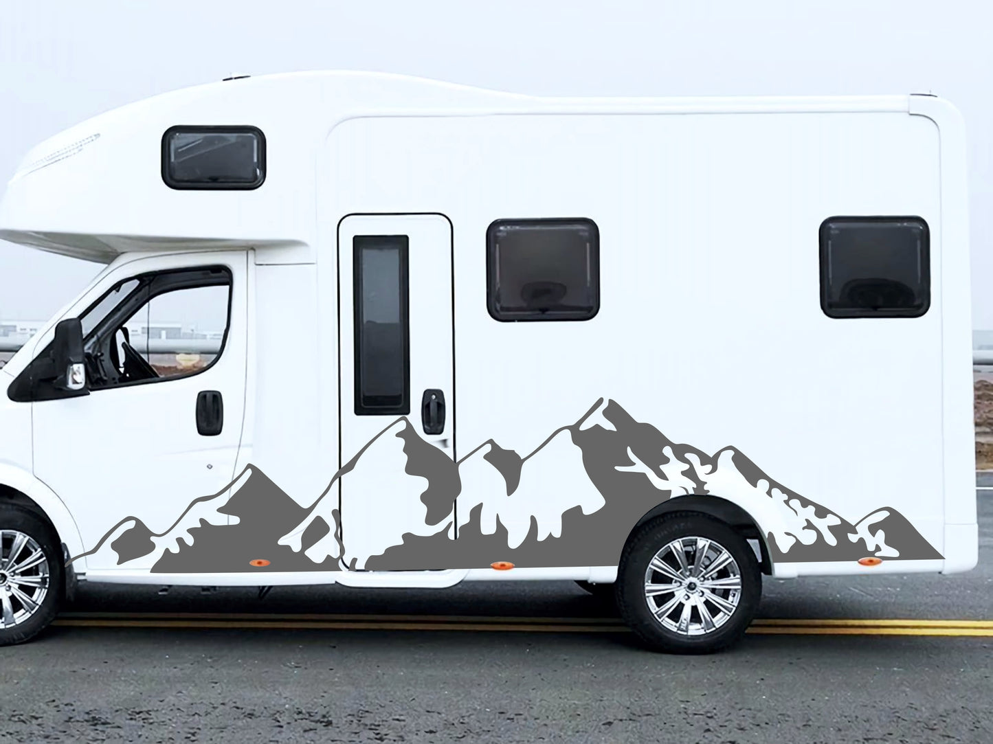 Set Car Van Montains Edition Graphics Both Sides Stripes Decals. Mountains Landscape Van adhesives, Color Stripes Adhesives Campervan Trucks