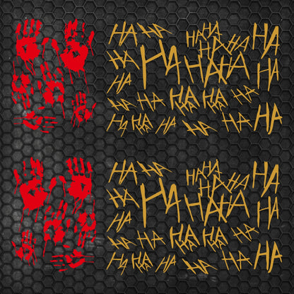 Set 2 Pcs JDM Scary Ahahah with Bloody Hands Sticker Motorbike
