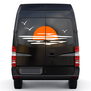 Set Caravan Sunset Among Clouds and Birds Graphics Decals