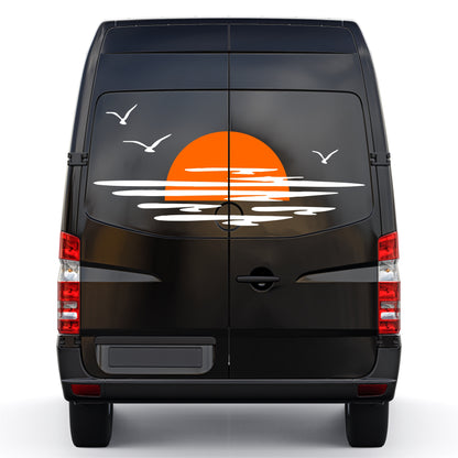 Set Caravan Sunset Among Clouds and Birds Graphics Decals | Camper Van Caravan Car Decoration Decals Kit | Motorhome Adhesive Decor Vinyl