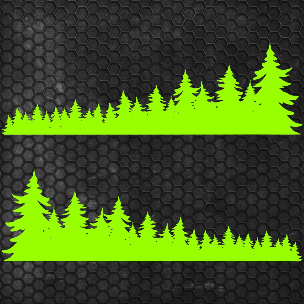 Set Forest Full of Trees Landscape Graphics Both Sides Stripes Decals. Nature Forest Car Camper Van Trailer Camping Offroad adhesive wrap