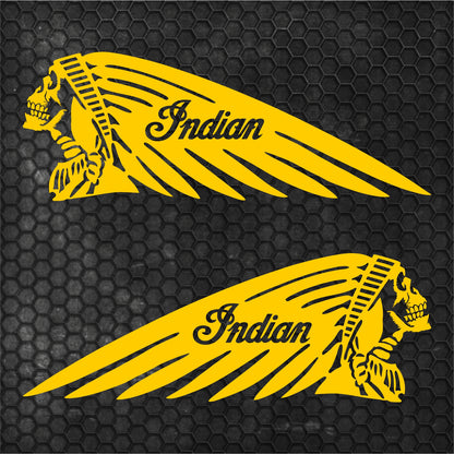 Set 2 Pcs Emblem High Quality Vehicle Motorcycle Stickers Indian Skull Scout Decorative Tank Vinyl Adhesive | Motorbike decor stickers kit