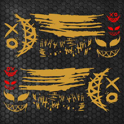Set 2 Pcs JDM Decals Joker Car Sticker Graphics Both Sides Sports Style Scary Ahahah Pattern Accessories Wrap Vinyl Decals | Funny Graphics