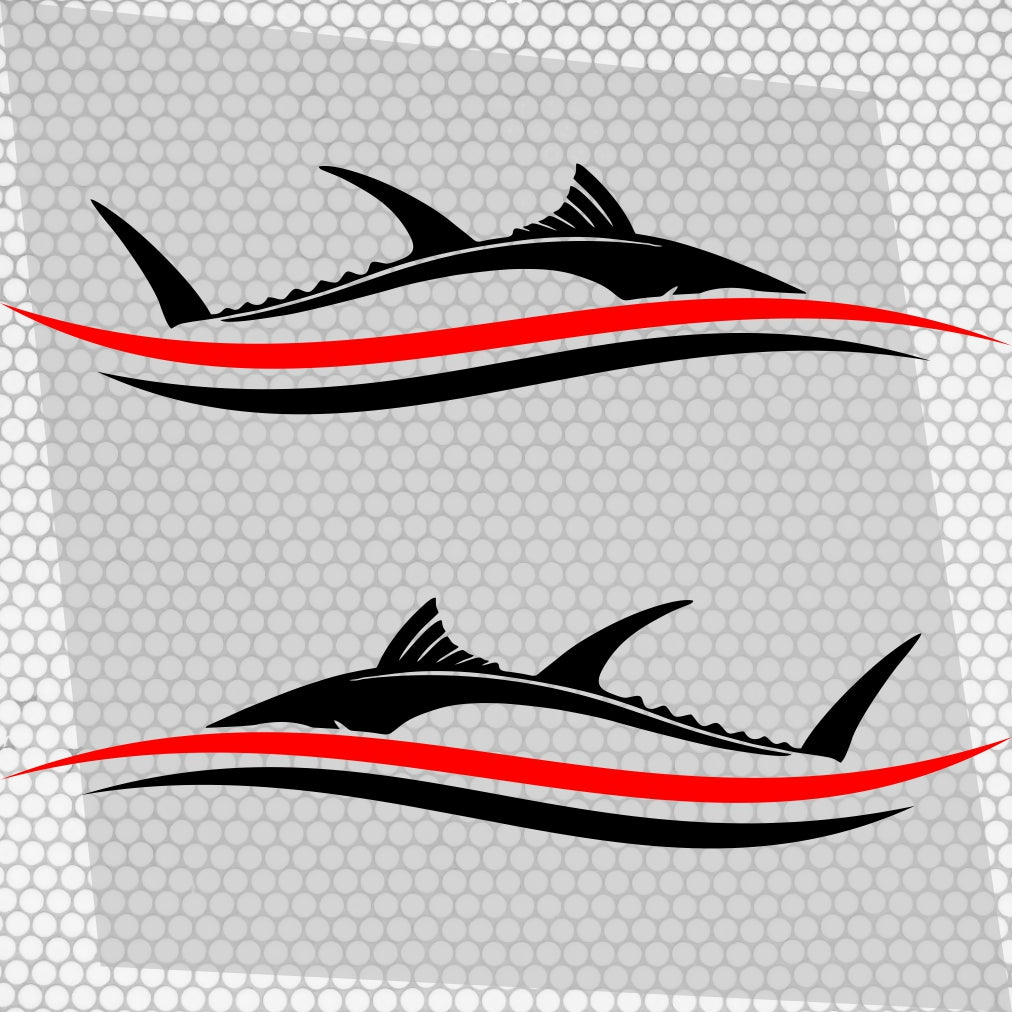 Set 2 Pcs Side Boat Stripe Fish in Wave Sticker Boat Body Decal Cruise | Ocean Mural Vinyl Covers Adhesives Styling fishing Boats Decoration