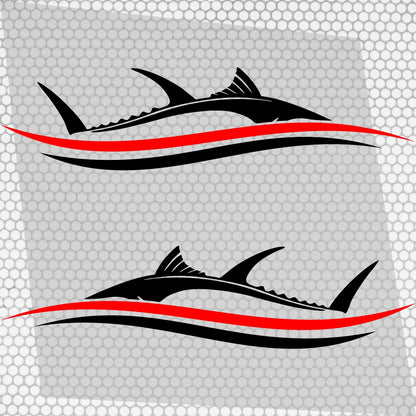 Set 2 Pcs Side Boat Stripe Fish in Wave Sticker Boat Body Decal Cruise | Ocean Mural Vinyl Covers Adhesives Styling fishing Boats Decoration