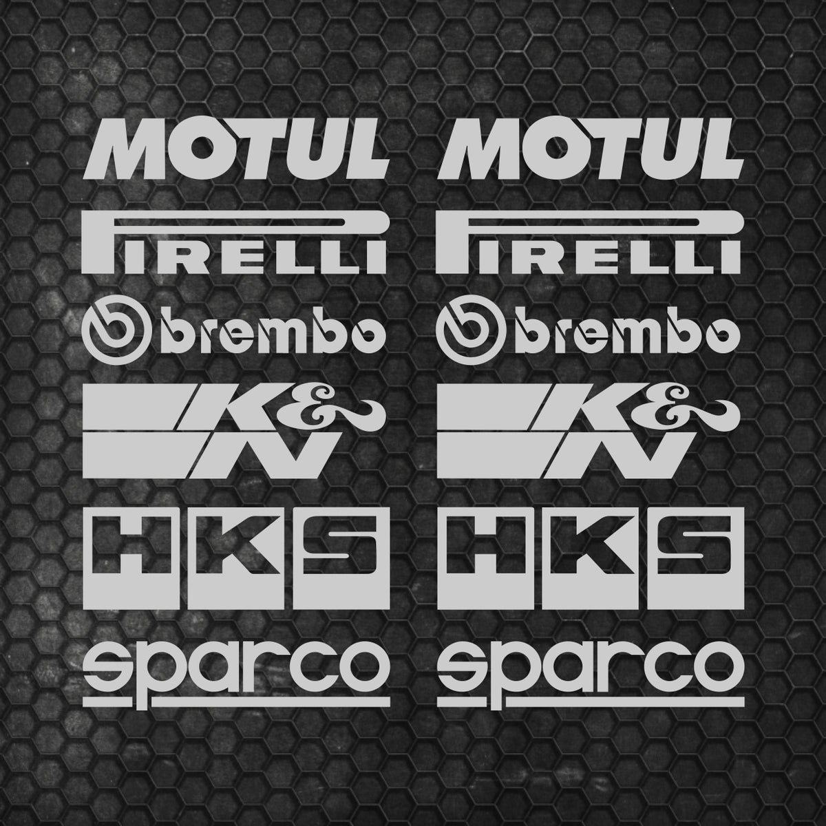 Set Both Sides Cut Emblem Graphics Sponsor Stickers Racing Brand Decal