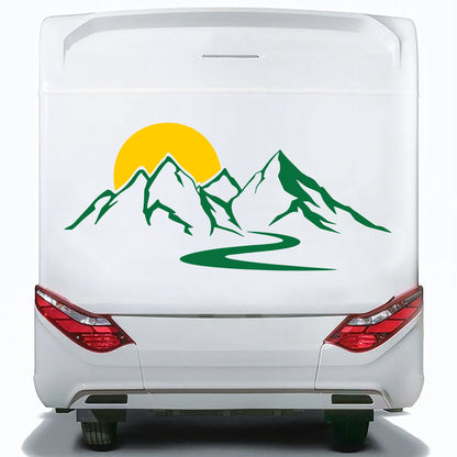 Set Caravan Sunset among Mountains and River Graphics | Decals set Motorhome Decoration Decals | Motorhome RV Adhesive Graphics Decor Kit