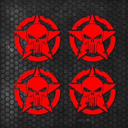 Set 4 Pcs Skull Star Punisher Graphics Holes Decal High Quality Stickers Motorcycle car trucks US Army Star Punisher Holes decals Vinyl