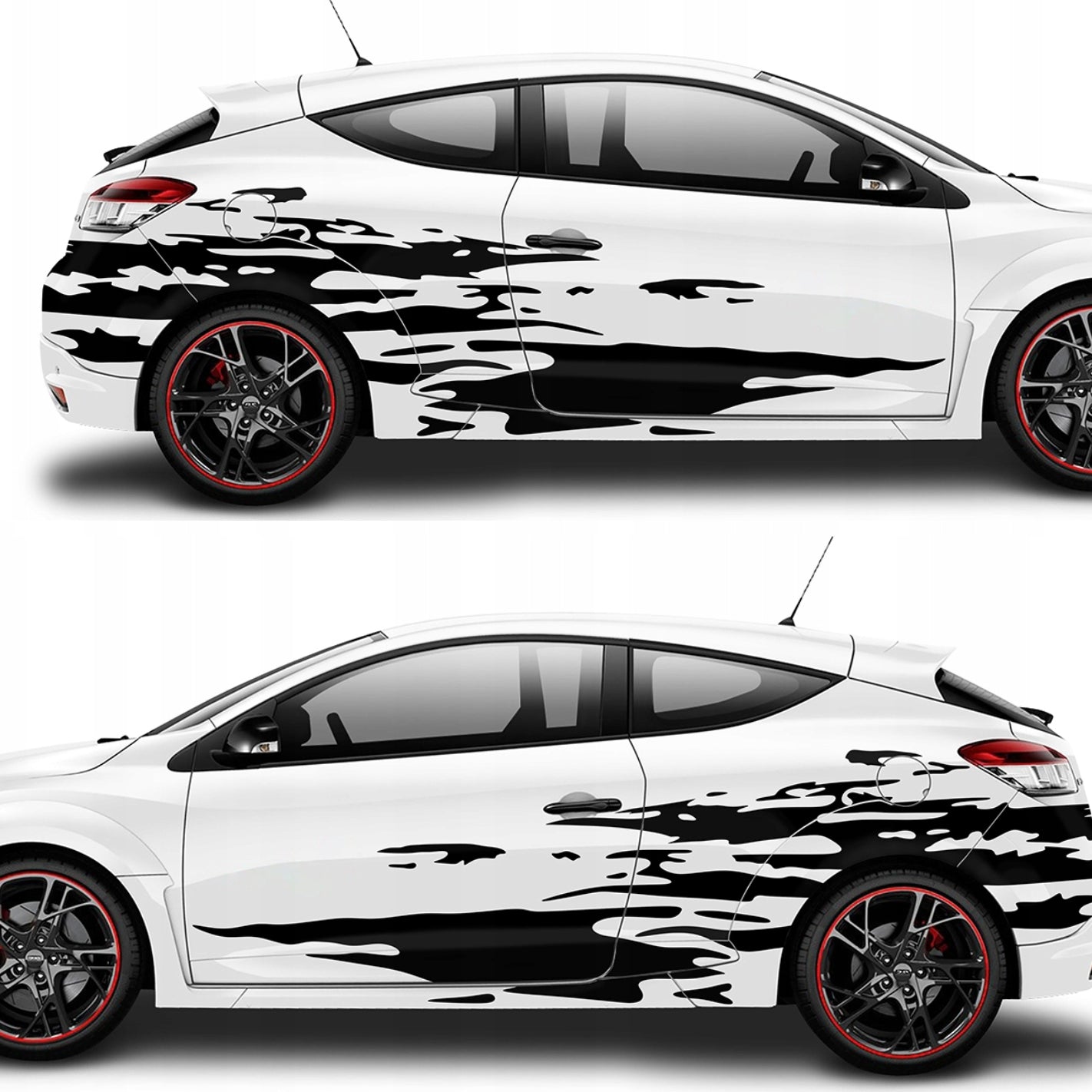 Set 2 Pcs Jerked Grounge Theme Decals Auto Sticker Graphics Both Sides Sports Splash Pattern Accessories Wrap Vinyl Decals | Auto Graphics