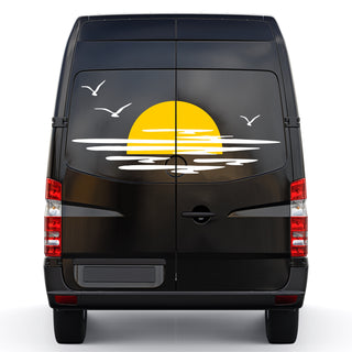 Set Caravan Sunset Among Clouds and Birds Graphics Decals