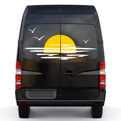 Set Caravan Sunset Among Clouds and Birds Graphics Decals | Camper Van Caravan Car Decoration Decals Kit | Motorhome Adhesive Decor Vinyl