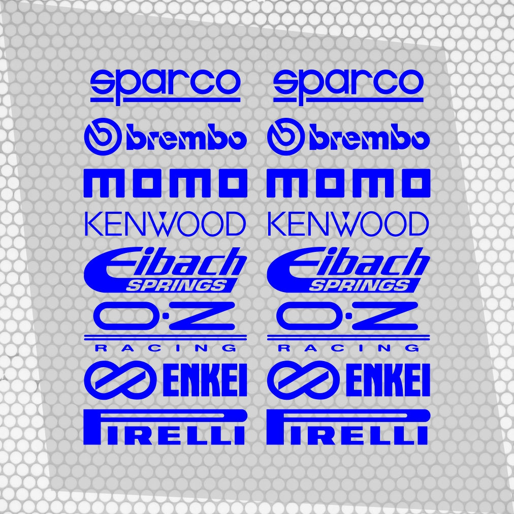 Set Cut Emblem Graphic Sponsor Stickers, Racing Brand Decals, JDM Drift Tuner Turbo Brake Tires Wheels Exhaust Project Car Enthusiast Decals