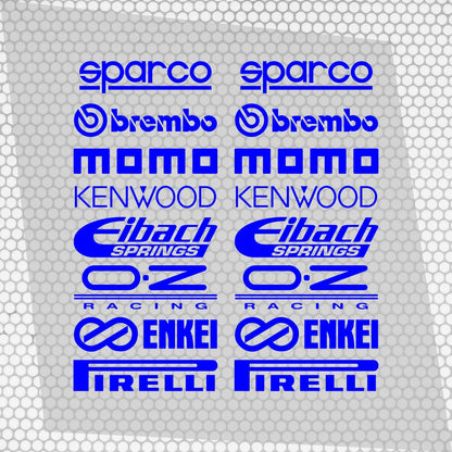 Set Cut Emblem Graphic Sponsor Stickers, Racing Brand Decals, JDM Drift Tuner Turbo Brake Tires Wheels Exhaust Project Car Enthusiast Decals