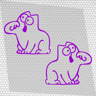 Set 2 Pcs Hungry Cat Simon Sticker car Vinyl Decals