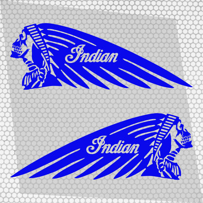 Set 2 Pcs Emblem High Quality Vehicle Motorcycle Stickers Indian Skull Scout Decorative Tank Vinyl Adhesive | Motorbike decor stickers kit