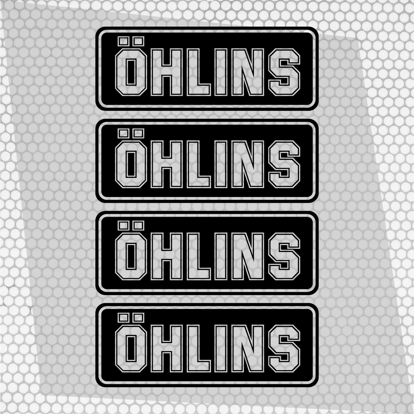 Set 4 Pcs Öhlins HQ Emblem Graphics Cut Stickers Sponsor Decals | Öhlins stickers cut from self-adhesive vinyl Öhlins wrap replacement decal