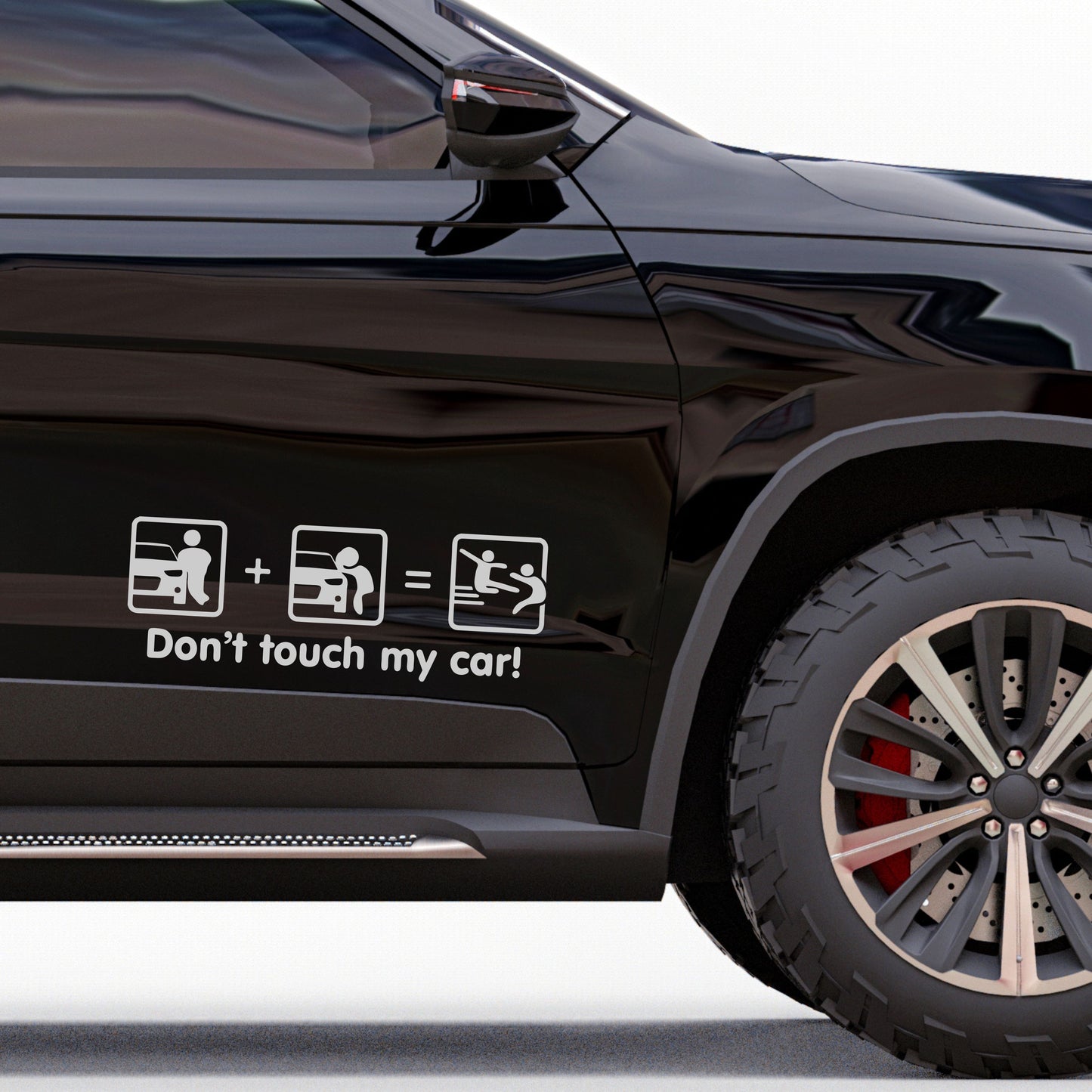 Set 2 Pcs Dont Touch My Car! Funny Vinyl Sticker Decals Both Sides Rear or Front Stickers decor Car Cover Sticker DIY Auto | Funny Graphics